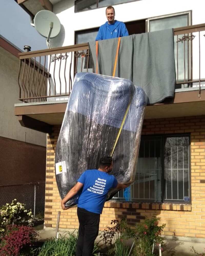 When a couch is too big to fit through the door, you can move it off a balcony!