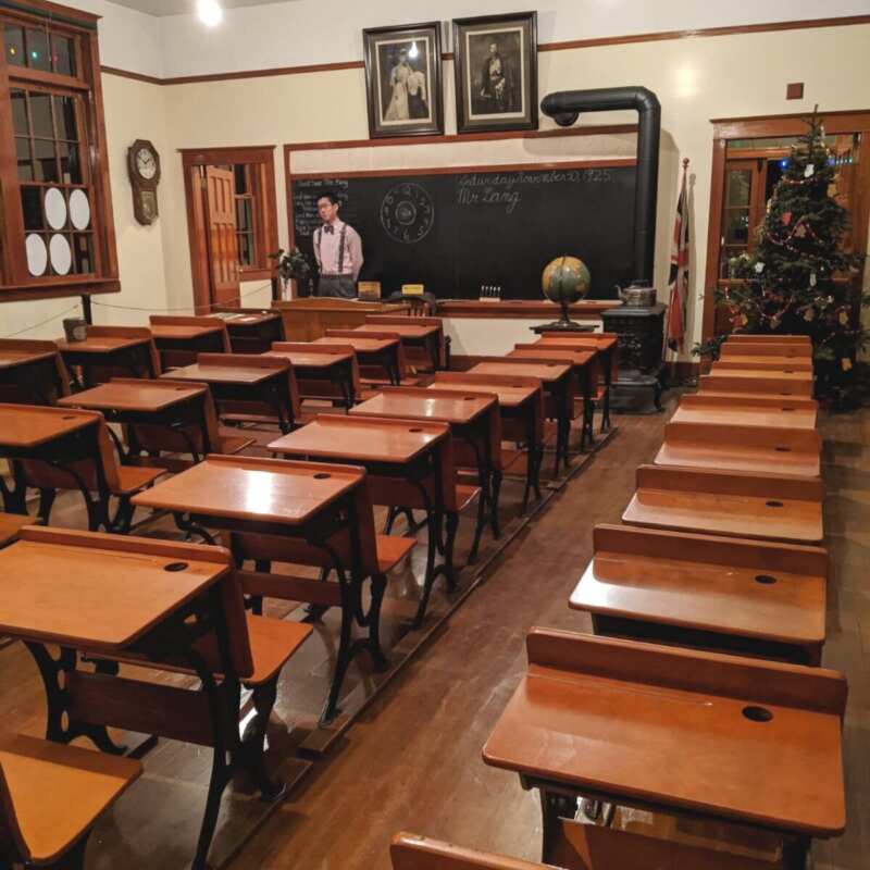 An old schoolhouse located in Burnaby Village Museum.